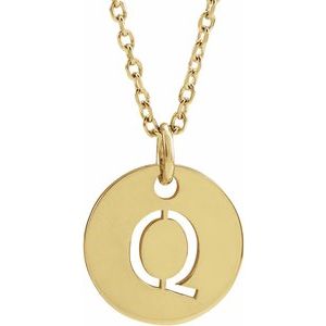 18K Yellow Gold-Plated Sterling Silver Initial Q 16-18" Necklace