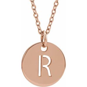 14K Rose Gold Initial R 16-18" Necklace