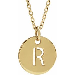 14K Yellow Gold Initial R 16-18" Necklace