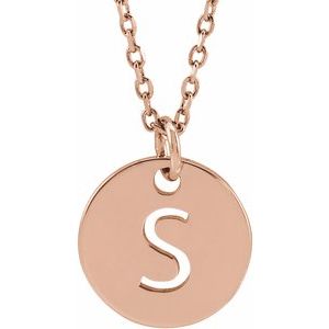 14K Rose Gold Initial S 16-18" Necklace