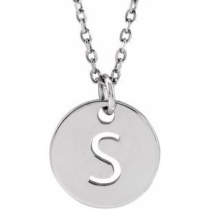 14K White Gold Initial S 16-18" Necklace
