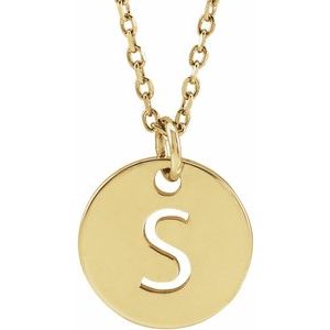 14K Yellow Gold Initial S 16-18" Necklace