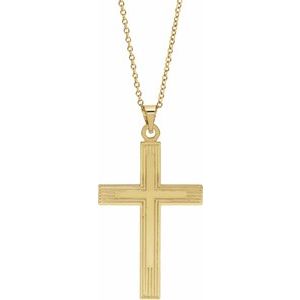 14K Yellow Gold Cross 18" Necklace