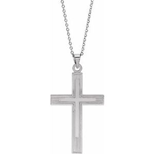 14K White Gold Cross 18" Necklace