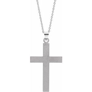 14K White Gold Cross 18" Necklace