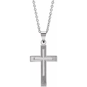 14K White Gold Cross 18" Necklace