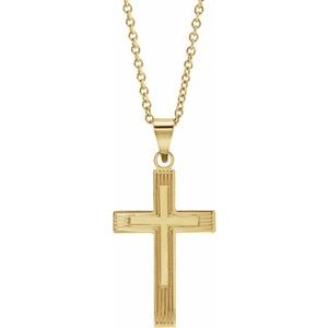 14K Yellow Gold Cross 18" Necklace