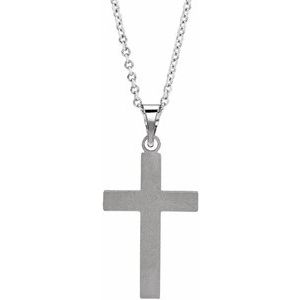 14K White Gold Cross 18" Necklace