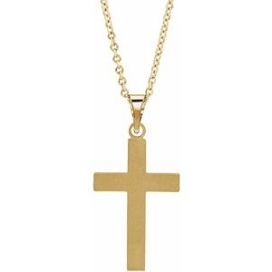 14K Yellow Gold Cross 18" Necklace