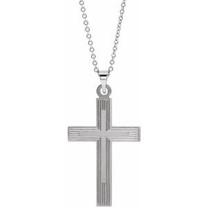 14K White Gold Cross 18" Necklace