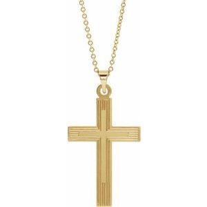 14K Yellow Gold Cross 18" Necklace