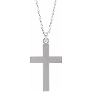 14K White Gold Cross 18" Necklace