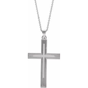 14K White Gold Cross 18" Necklace