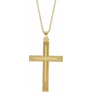 14K Yellow Gold Cross 18" Necklace