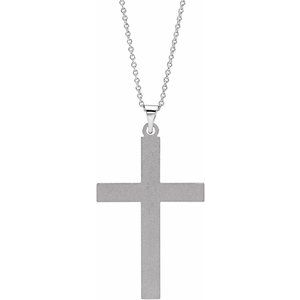 14K White Gold Cross 18" Necklace