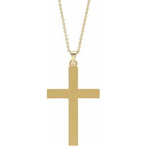 14K Yellow Gold Cross 18" Necklace