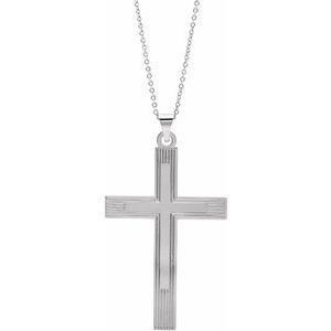 14K White Gold Cross 18" Necklace