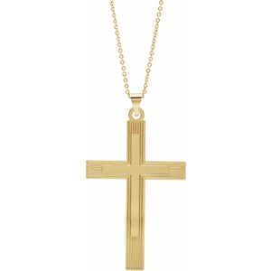 14K Yellow Gold Cross 18" Necklace