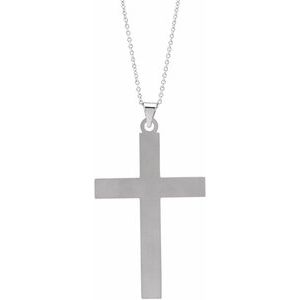 14K White Gold Cross 18" Necklace