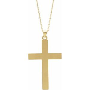 14K Yellow Gold Cross 18" Necklace