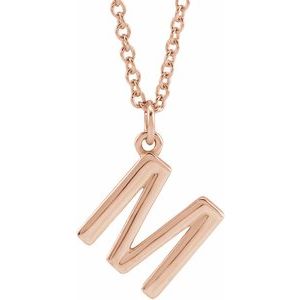 14K Rose Gold Initial M Dangle 18" Necklace