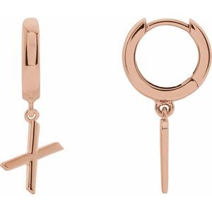 14K Rose Gold Initial X Hinged Huggie Earring