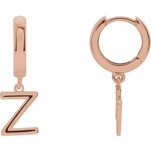 14K Rose Gold Initial Z Hinged Huggie Earring
