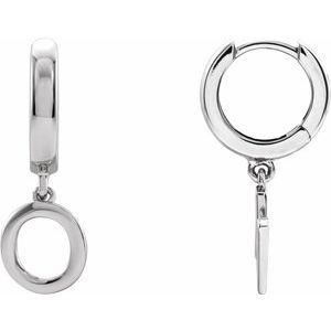 Platinum Initial O Hinged Huggie Earring