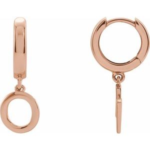 14K Rose Gold Initial O Hinged Huggie Earring