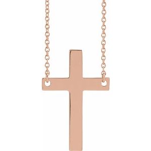 14K Rose Gold Cross 16" Necklace