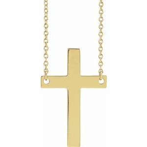 14K Yellow Gold Cross 16" Necklace