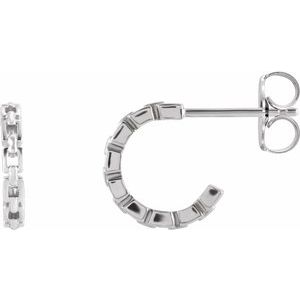 14K White Gold Chain Link 10.2 mm Hoop Earrings