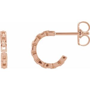 14K Rose Gold Chain Link 10.2 mm Hoop Earrings