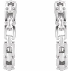 14K White Gold Chain Link 10.2 mm Hoop Earrings