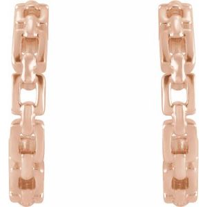 14K Rose Gold Chain Link 10.2 mm Hoop Earrings