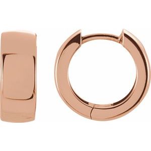 14K Rose Gold 14 mm Hinged Hoop Earrings