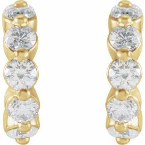 14K Yellow Gold 3/8 CTW Natural Diamond 9.25 mm Hoop Earrings