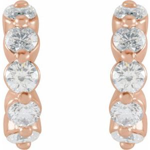 14K Rose Gold 3/8 CTW Natural Diamond 9.25 mm Hoop Earrings