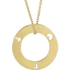 14K Yellow Gold Engravable Pierced Loop 16-18" Necklace