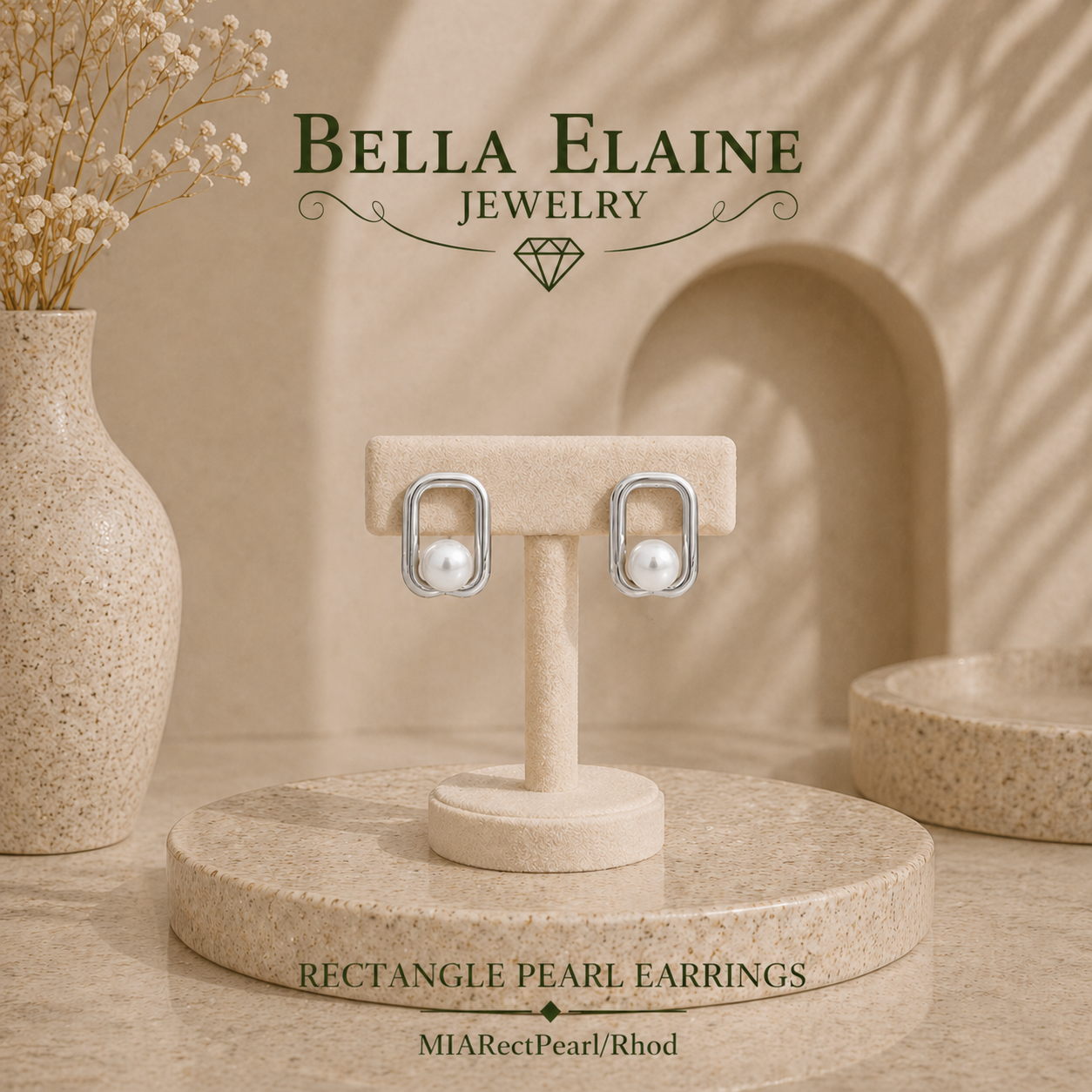 Rectangle Pearl Earrings
