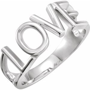 14K White Gold Love Ring