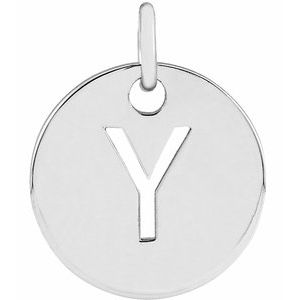 14K White Gold Initial Y Charm/Pendant
