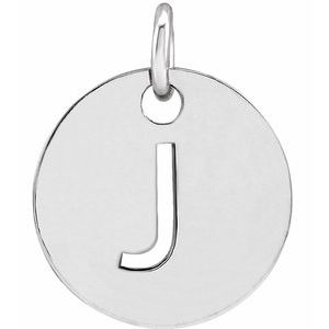 14K White Gold Initial J Charm/Pendant