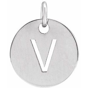 Sterling Silver Initial V Charm/Pendant