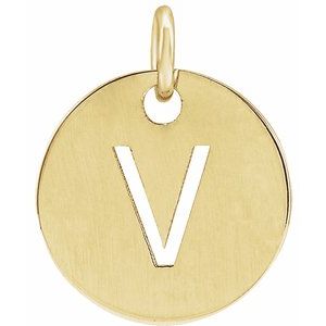 18K Yellow Gold-Plated Sterling Silver Initial V Charm/Pendant