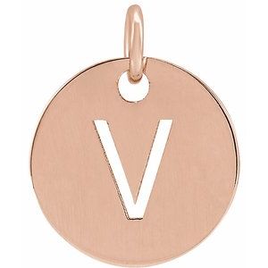18K Rose Gold-Plated Sterling Silver Initial V Charm/Pendant