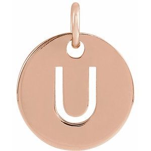 18K Rose Gold-Plated Sterling Silver Initial U Charm/Pendant