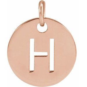 14K Rose Gold Initial H Charm/Pendant