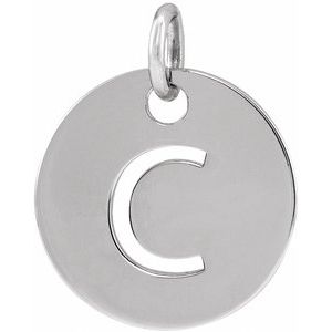 14K White Gold Initial C Charm/Pendant