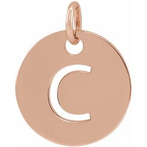 14K Rose Gold Initial C Charm/Pendant